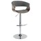 Lumisource Vintage Mod Mid-Century Modern Adjustable Barstool With Swivel In Walnut And Light Grey Fabric